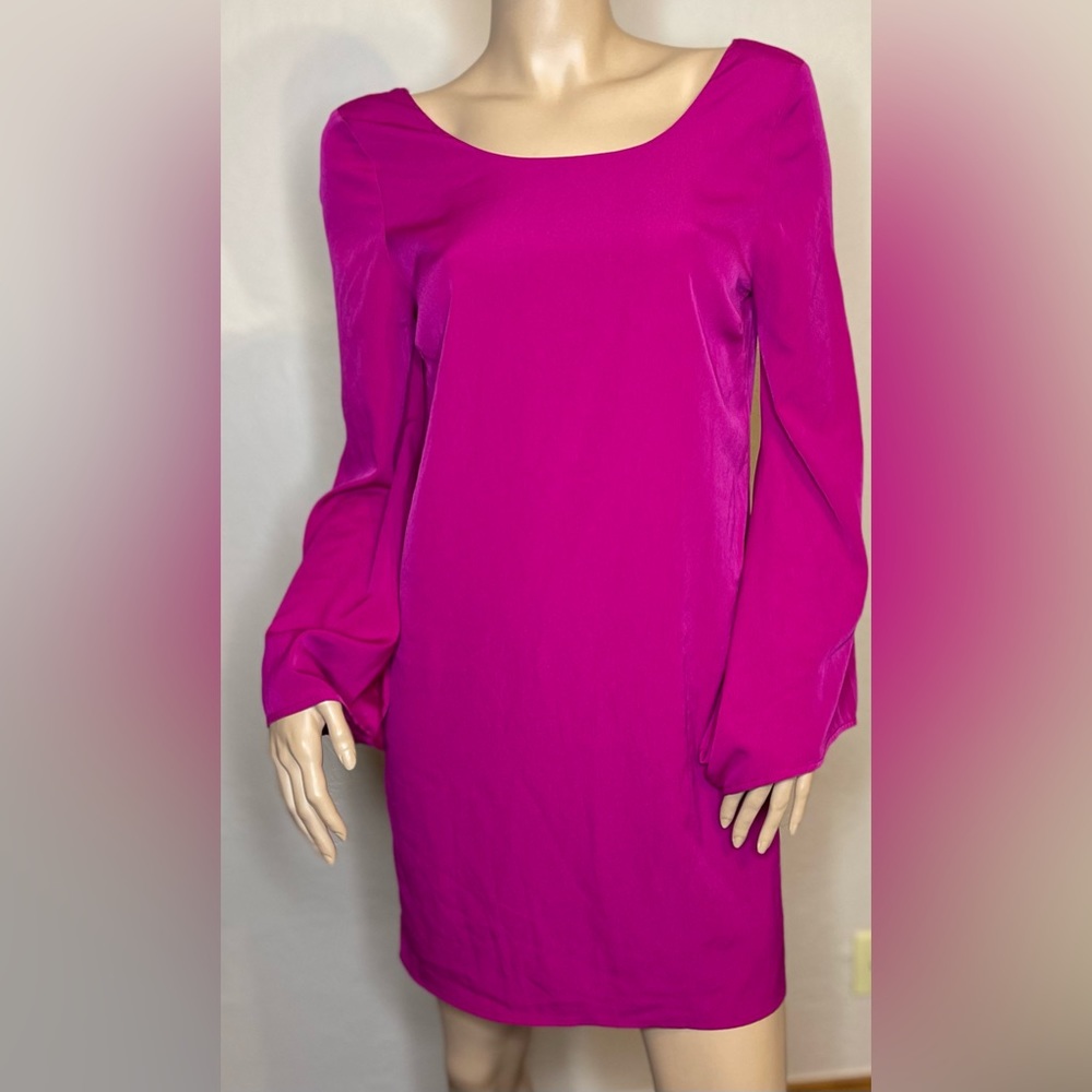 Pink Owl Long Bell Sleeve Dress Size M Magenta